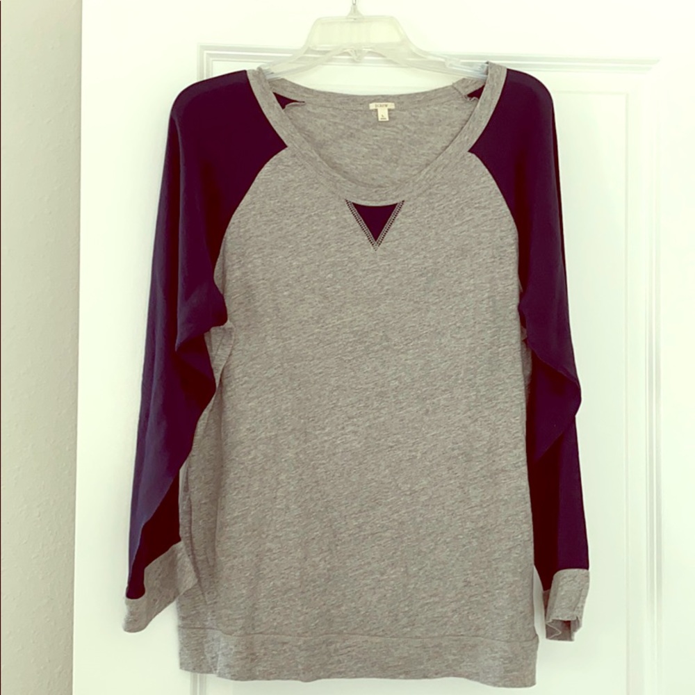 J. Crew Silk Sleeve Baseball T-Shirt L